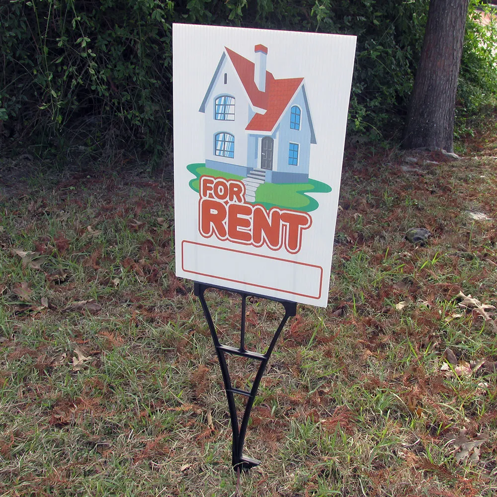 For Rent Yard Signs board is on the road