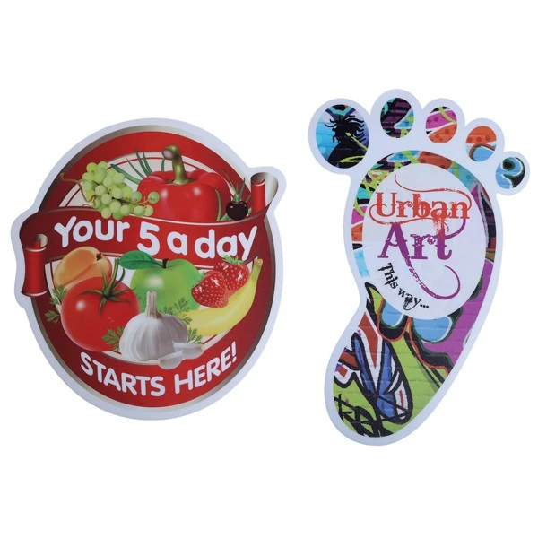 Custom printed art featuring a foot design and round shape. The art is colorful and detailed, making it a unique and eye-catching piece
